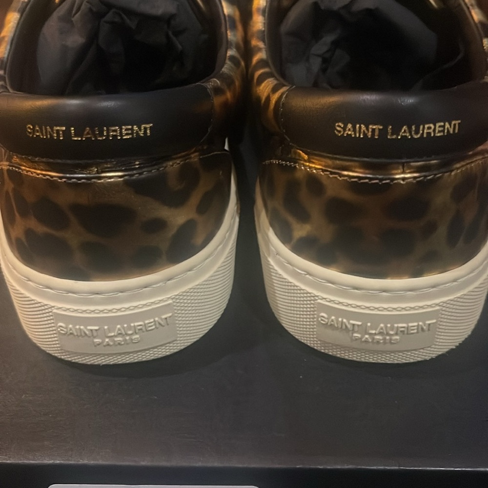 NIB Gorgeous Metallic-Like Saint Laurent Leopard Sneakers - Picture 7 of 9